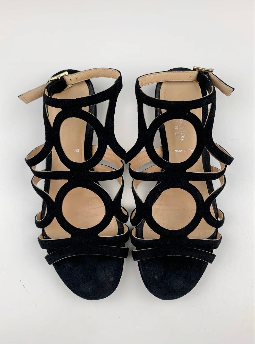Baldinini Trend Sandals Black Suede Cut Out Strappy Italy Women's 36 US 6